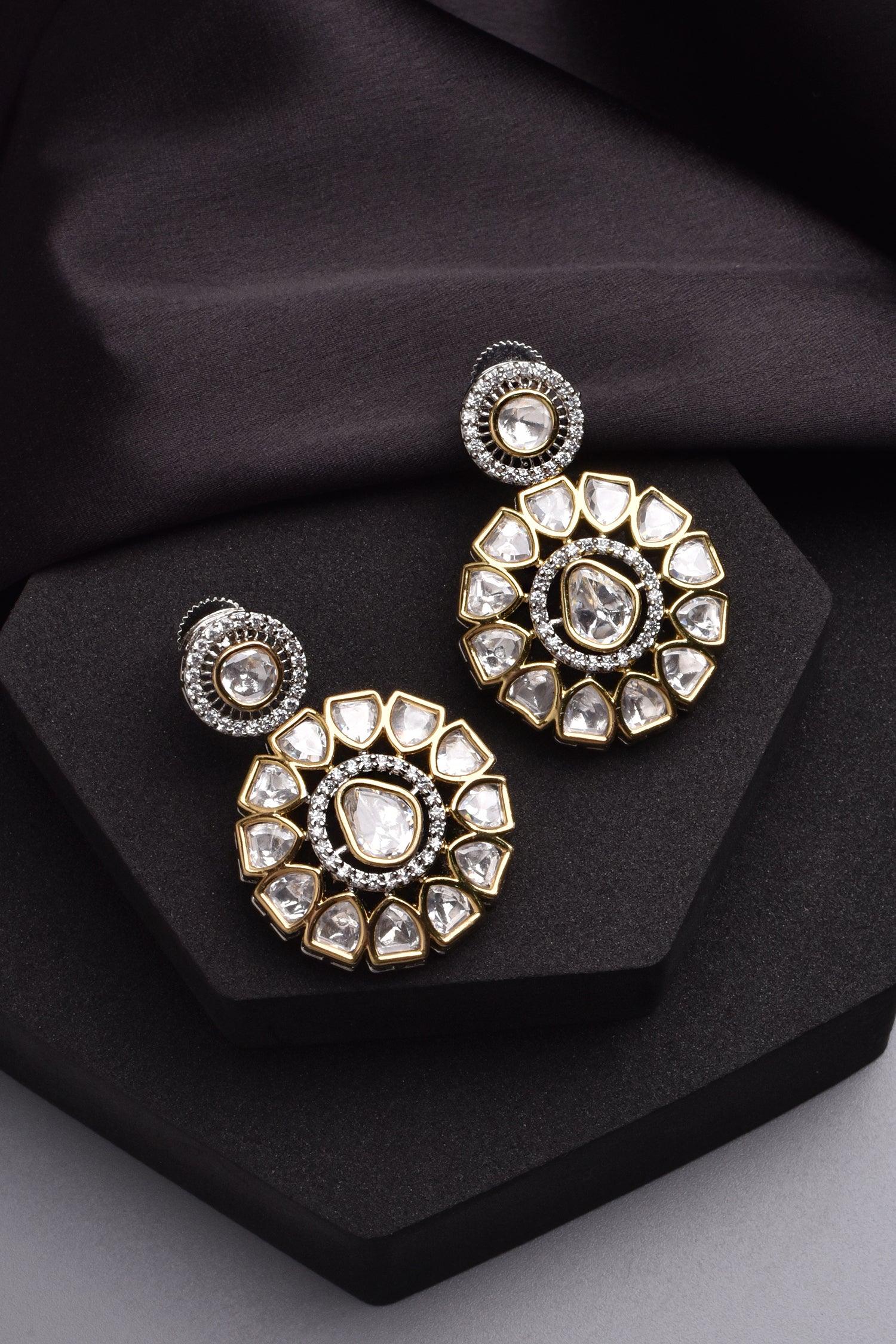 Silver Sparkle Polki Earrings - Dyulokha