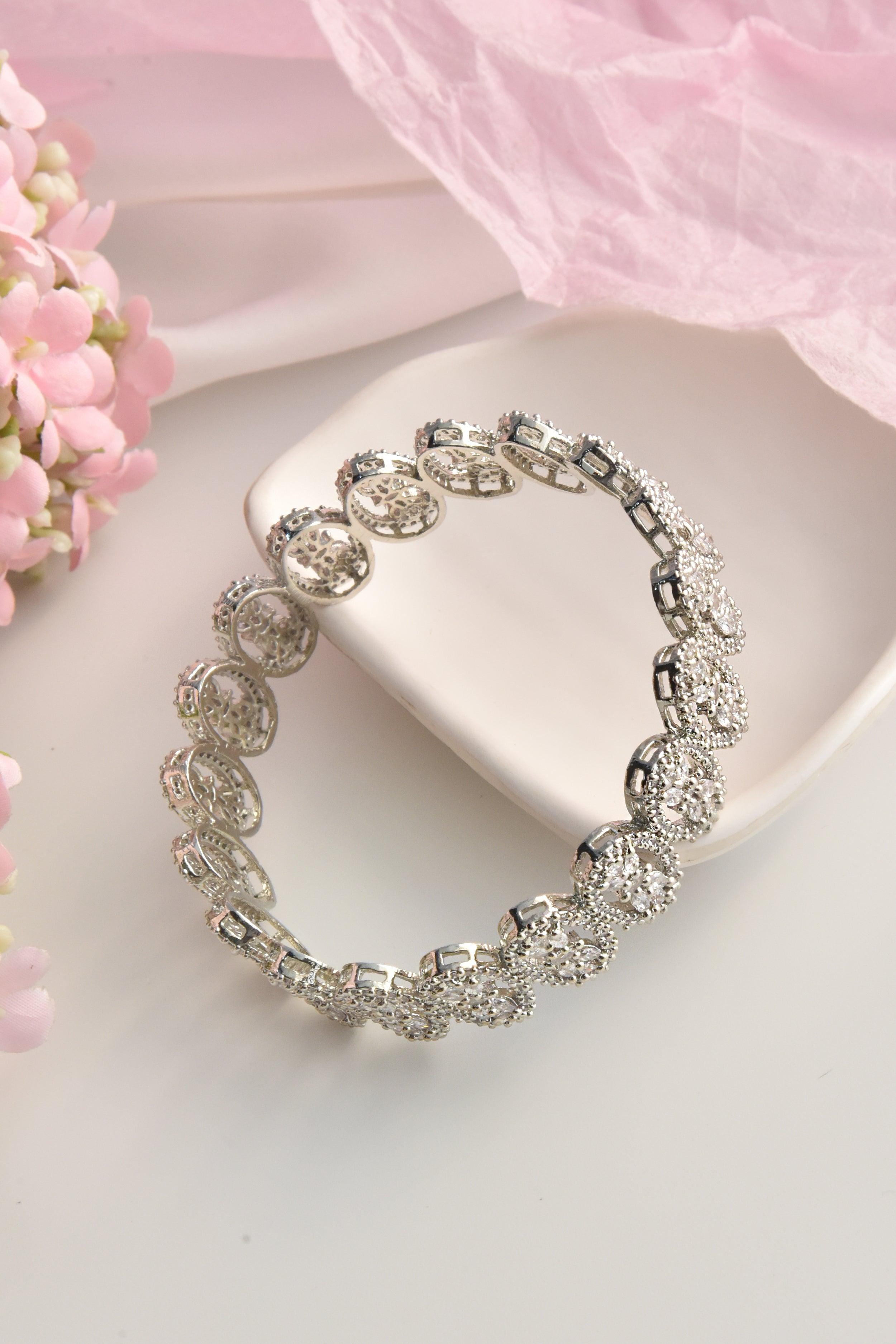Snowy Sparkle Zirconia Bangle - Dyulokha