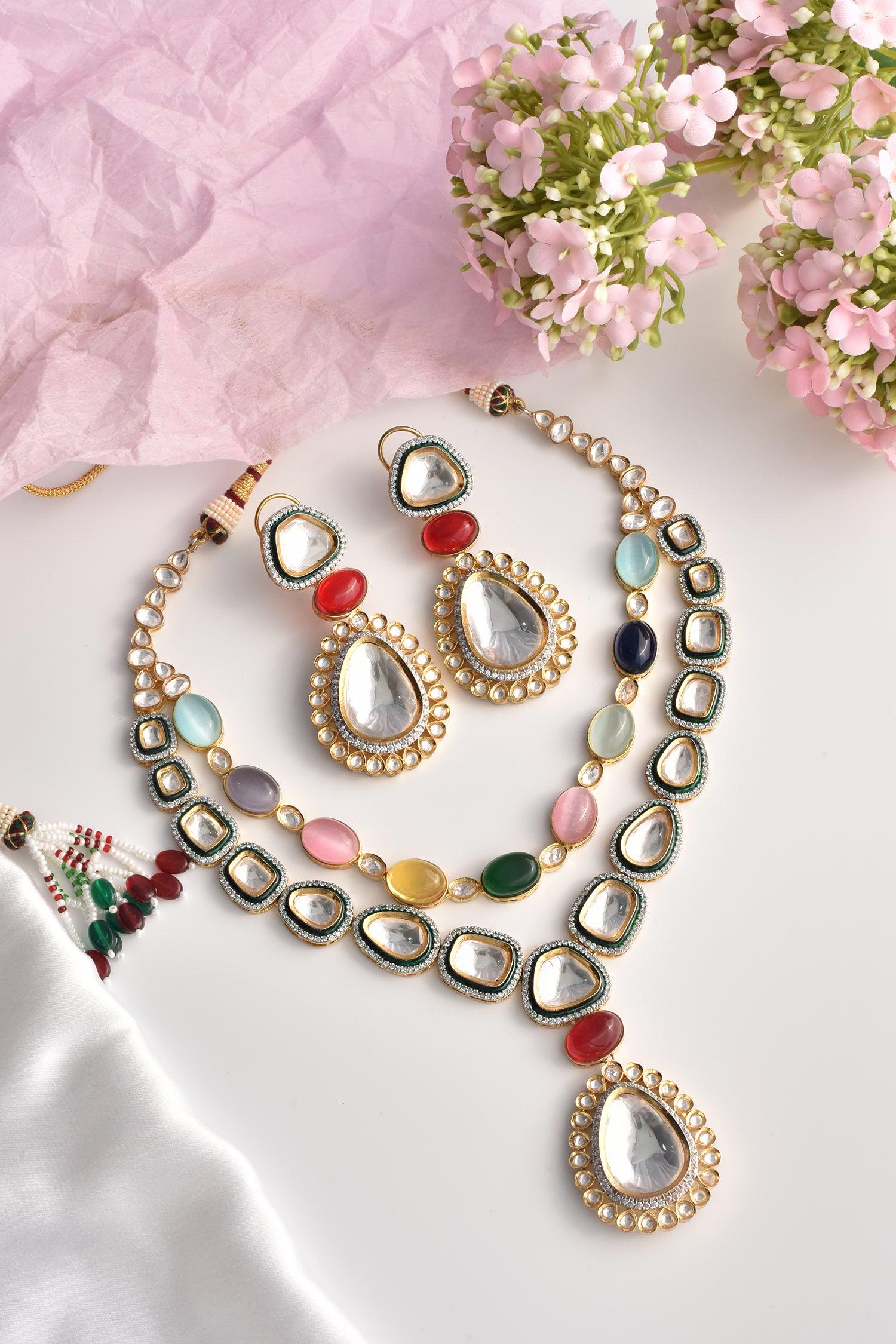 Vibrant Splendor Multicolour Layered Necklace Set - Dyulokha