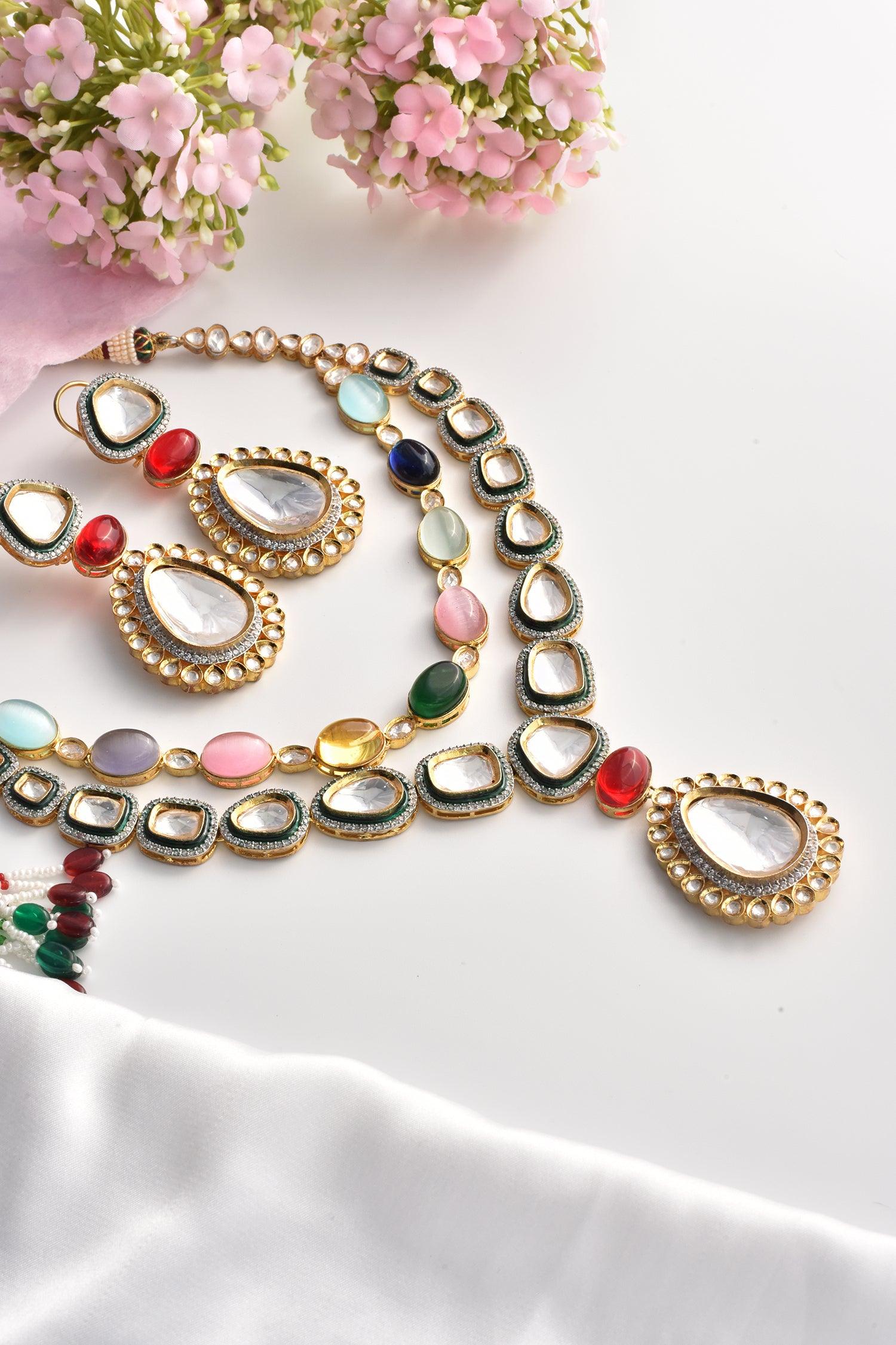 Vibrant Splendor Multicolour Layered Necklace Set - Dyulokha