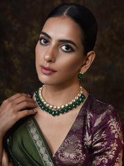 Emerald Radiance Kundan Necklace Set - Dyulokha