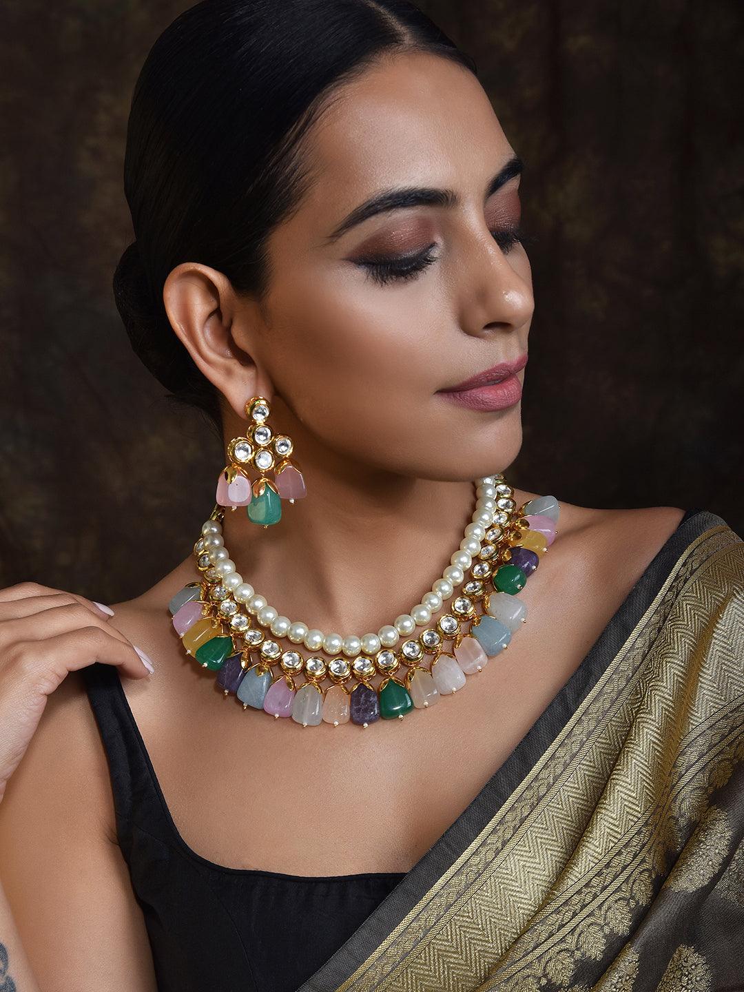 Royal Mosaic Multicolor Necklace Set - Dyulokha