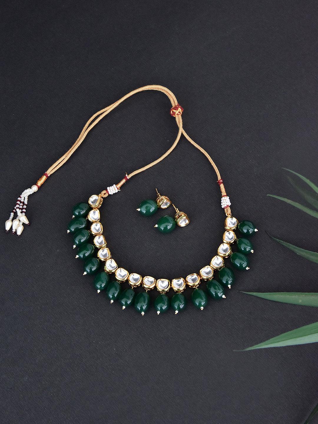 Emerald Radiance Kundan Necklace Set - Dyulokha