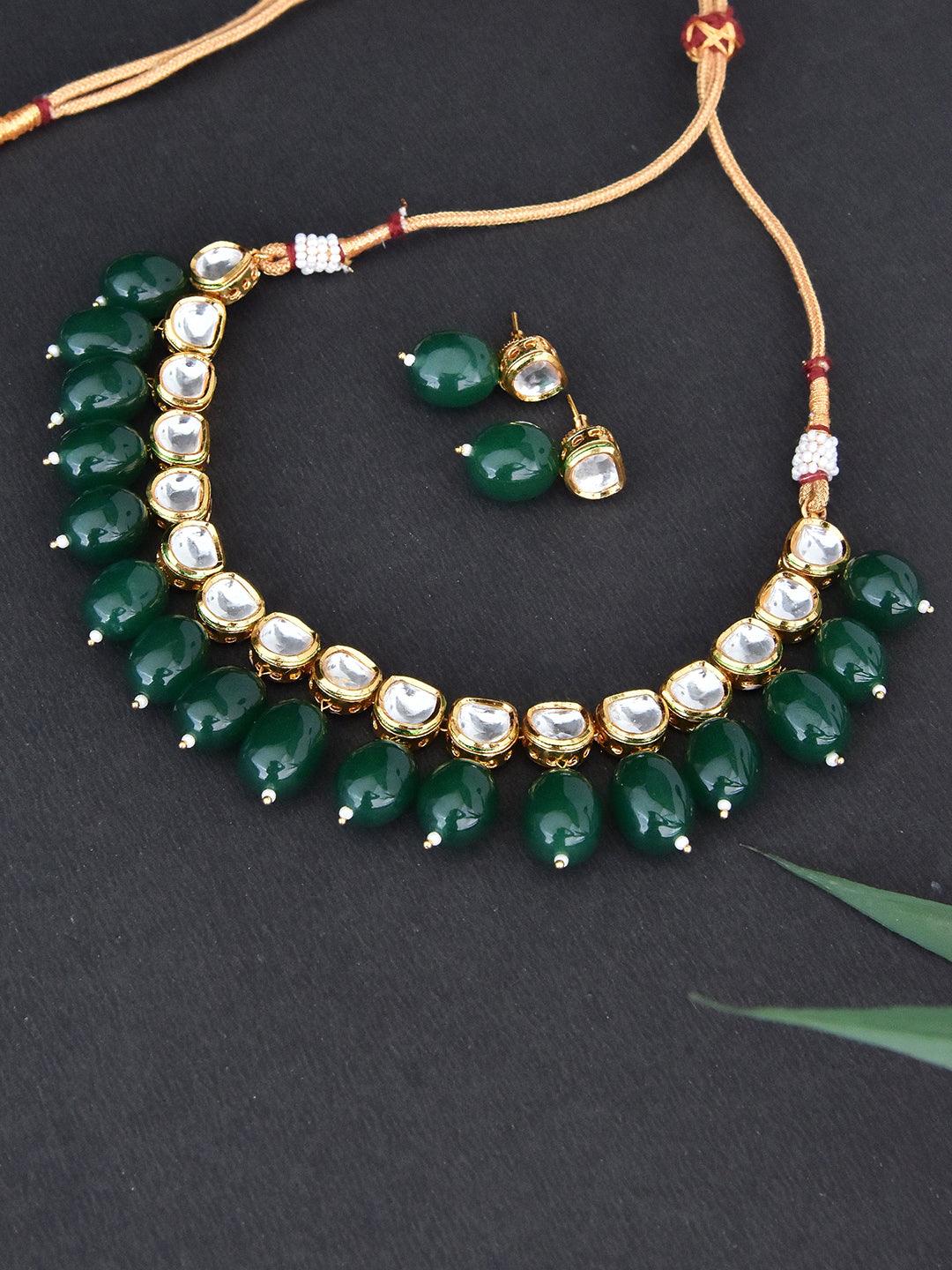 Emerald Radiance Kundan Necklace Set - Dyulokha