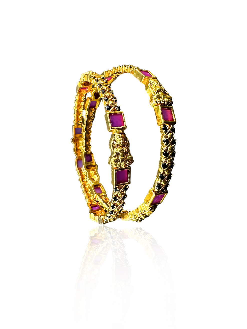 Laxmi Motif Bangles with Pink Squares