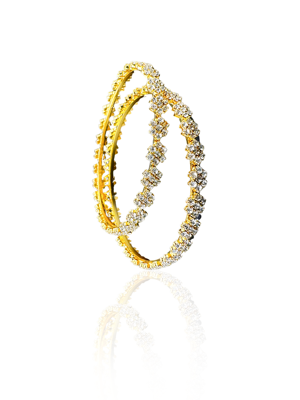 Delicate White Stone Flower Bangles