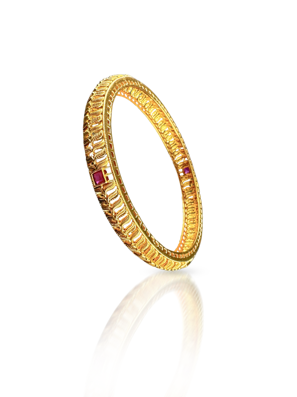 Bangles with Pink Square Leaf Design