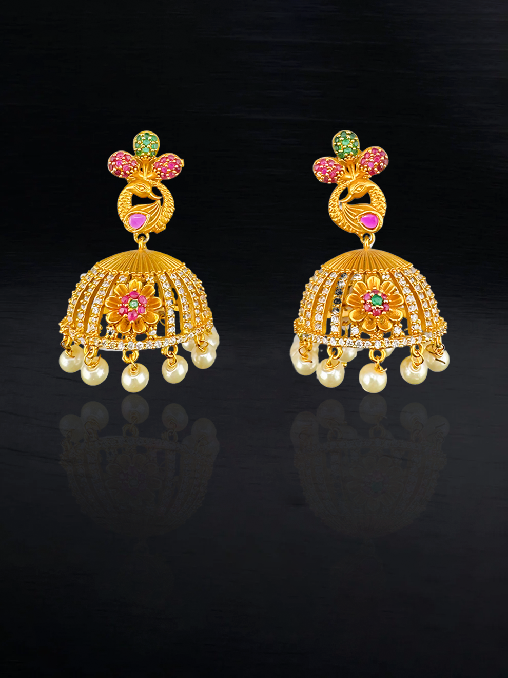 Peacock Petal Jhumkas
