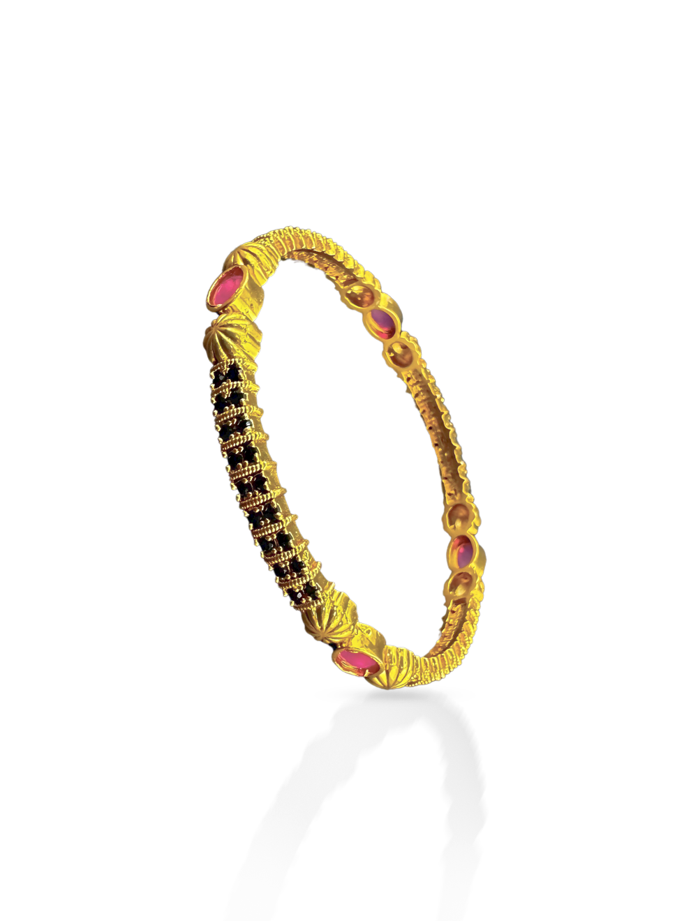 Bangles with Bold Pink and Black Accents