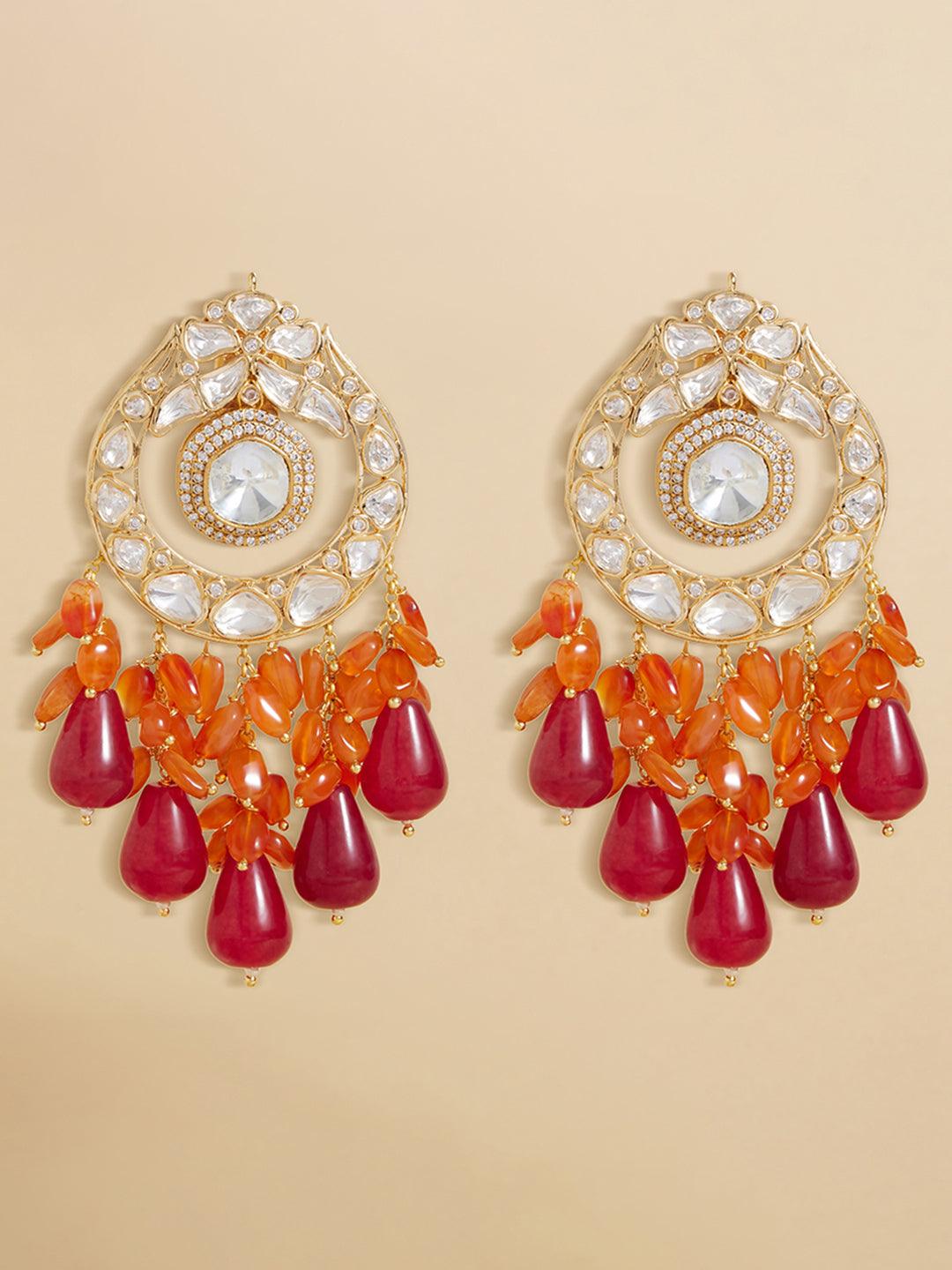 Polki Crimson Charm Drop Earrings - Dyulokha