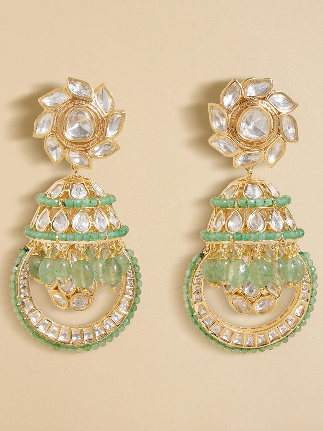 Radiant Fusion Gold Polki & Agate Earrings - Dyulokha