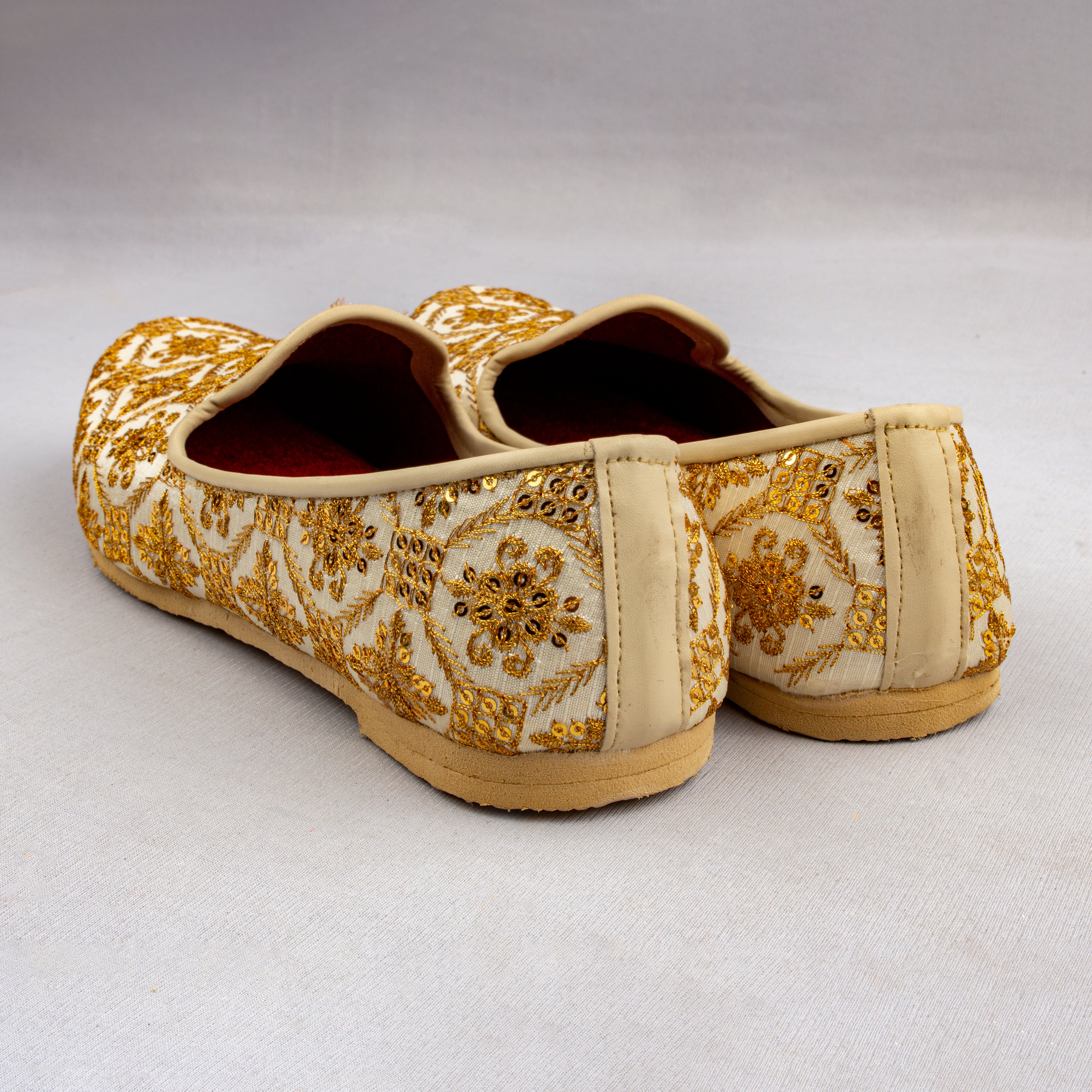 Cream Artisan Textured Closed Toe Loafers