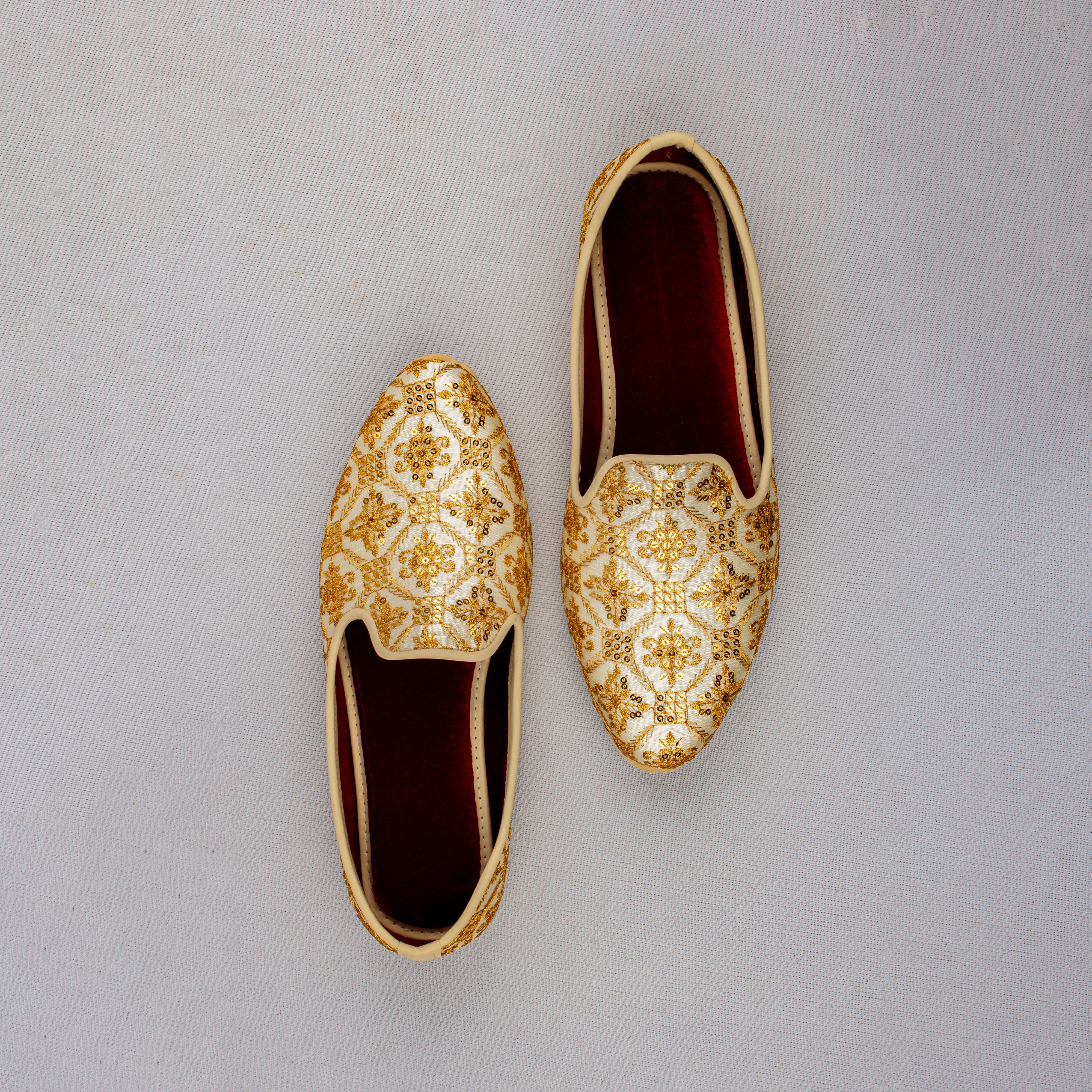 Cream Artisan Textured Closed Toe Loafers