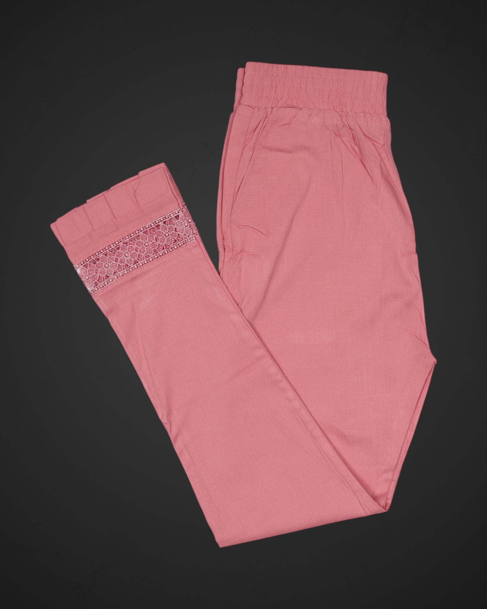 Baby Pink Cotton Straight Pants