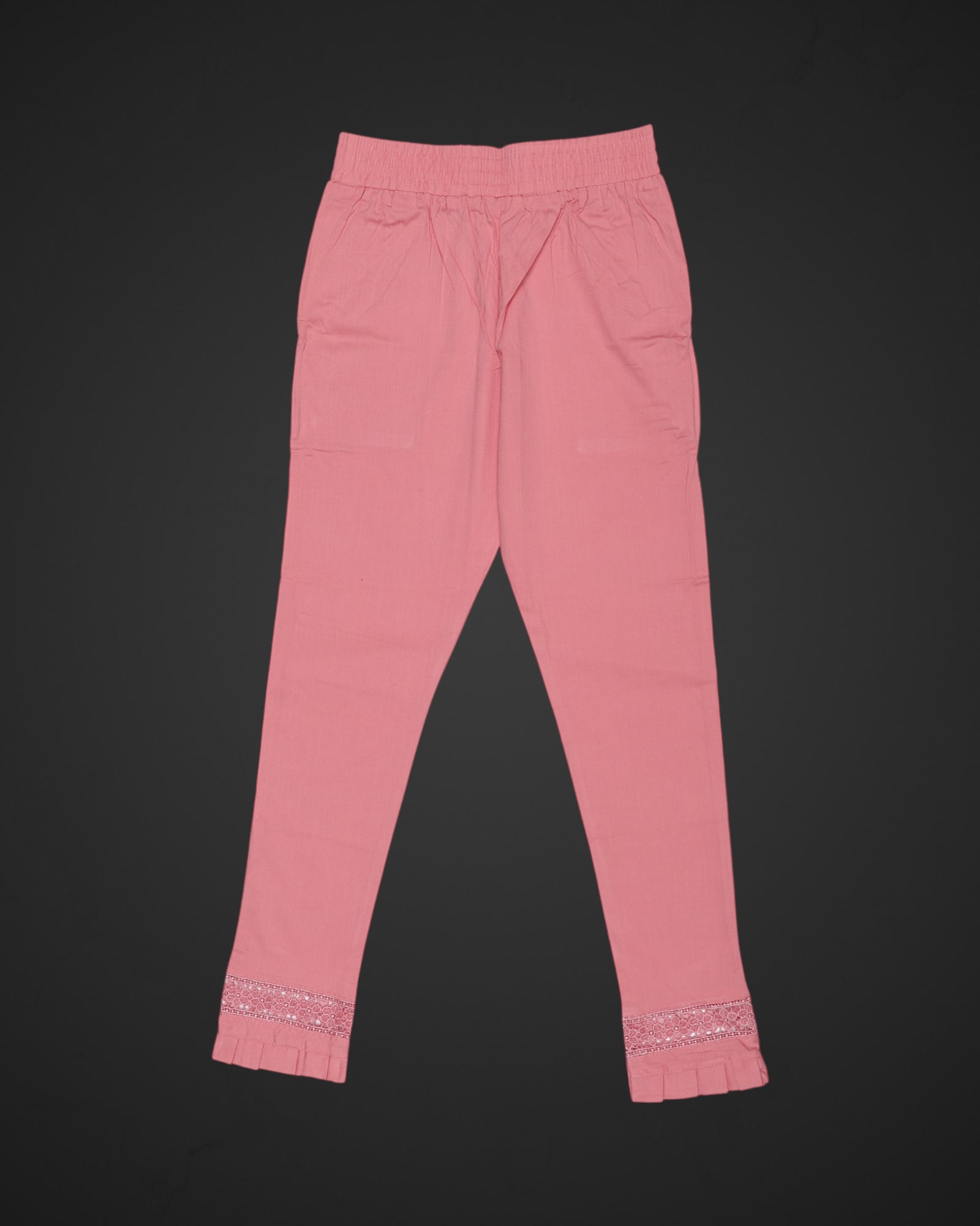 Baby Pink Cotton Straight Pants
