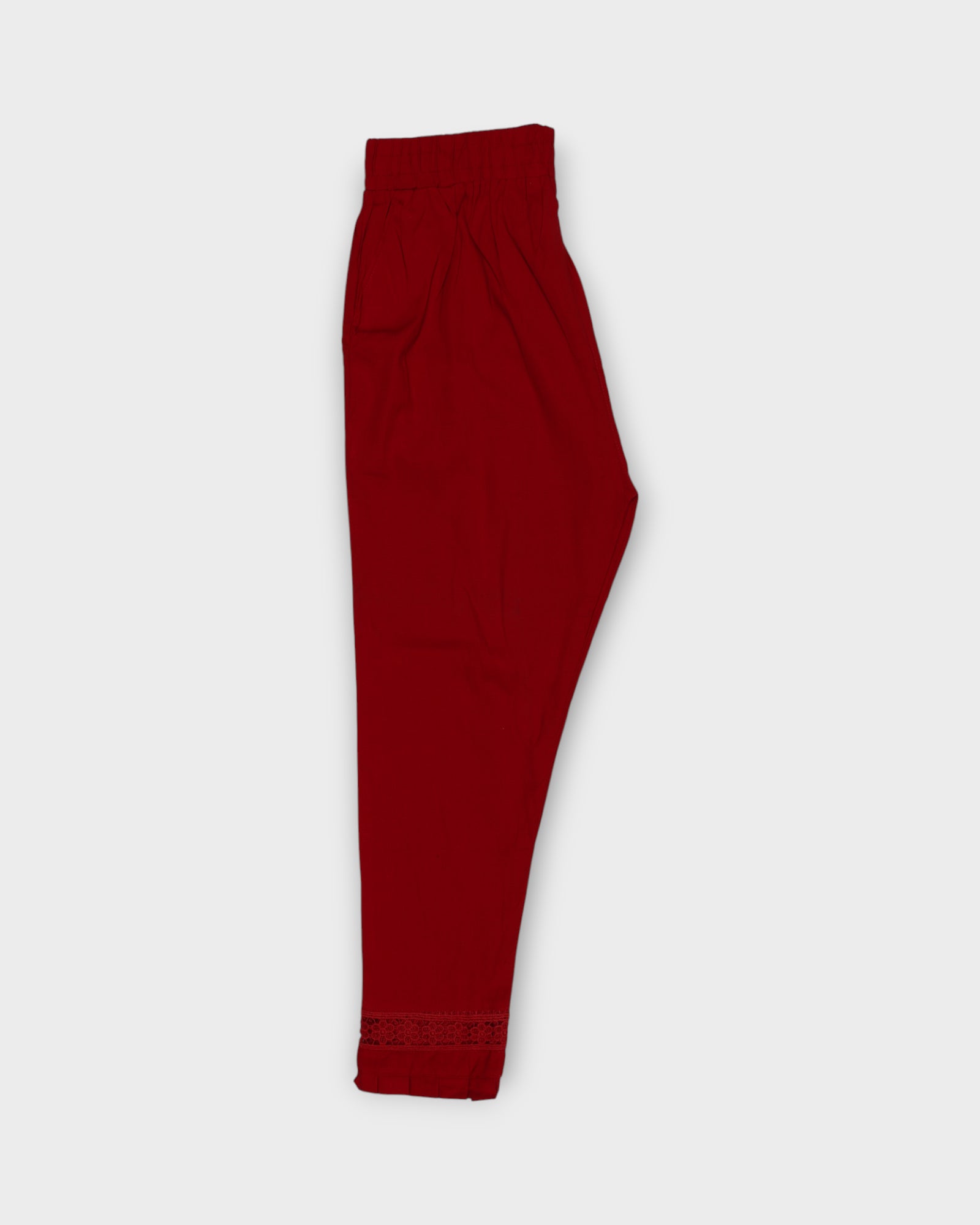 Red Cotton Ankle Length Comfortable Pants