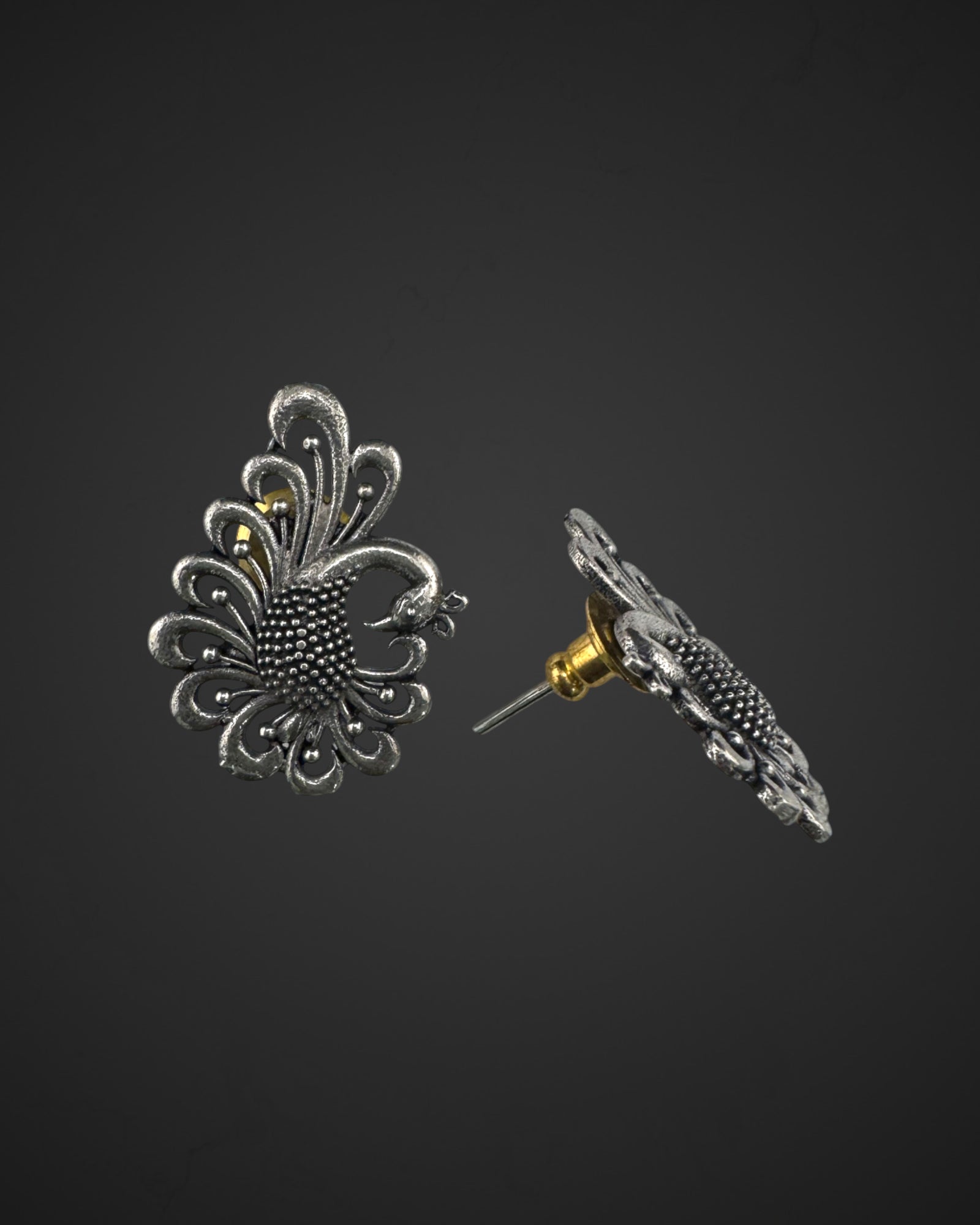 Dancing Peacock Studs