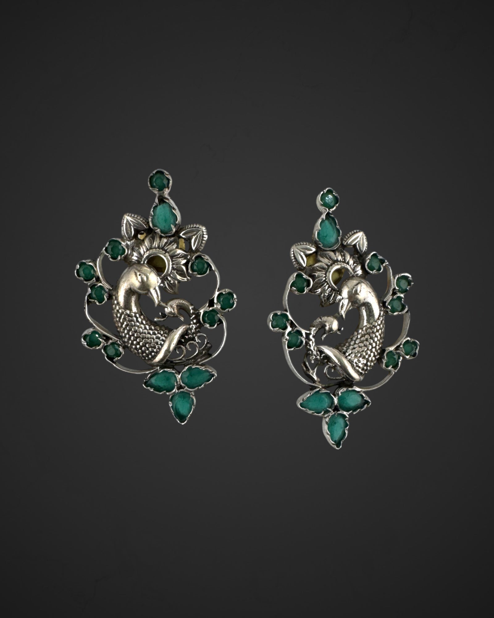 Emerald Plume Studs