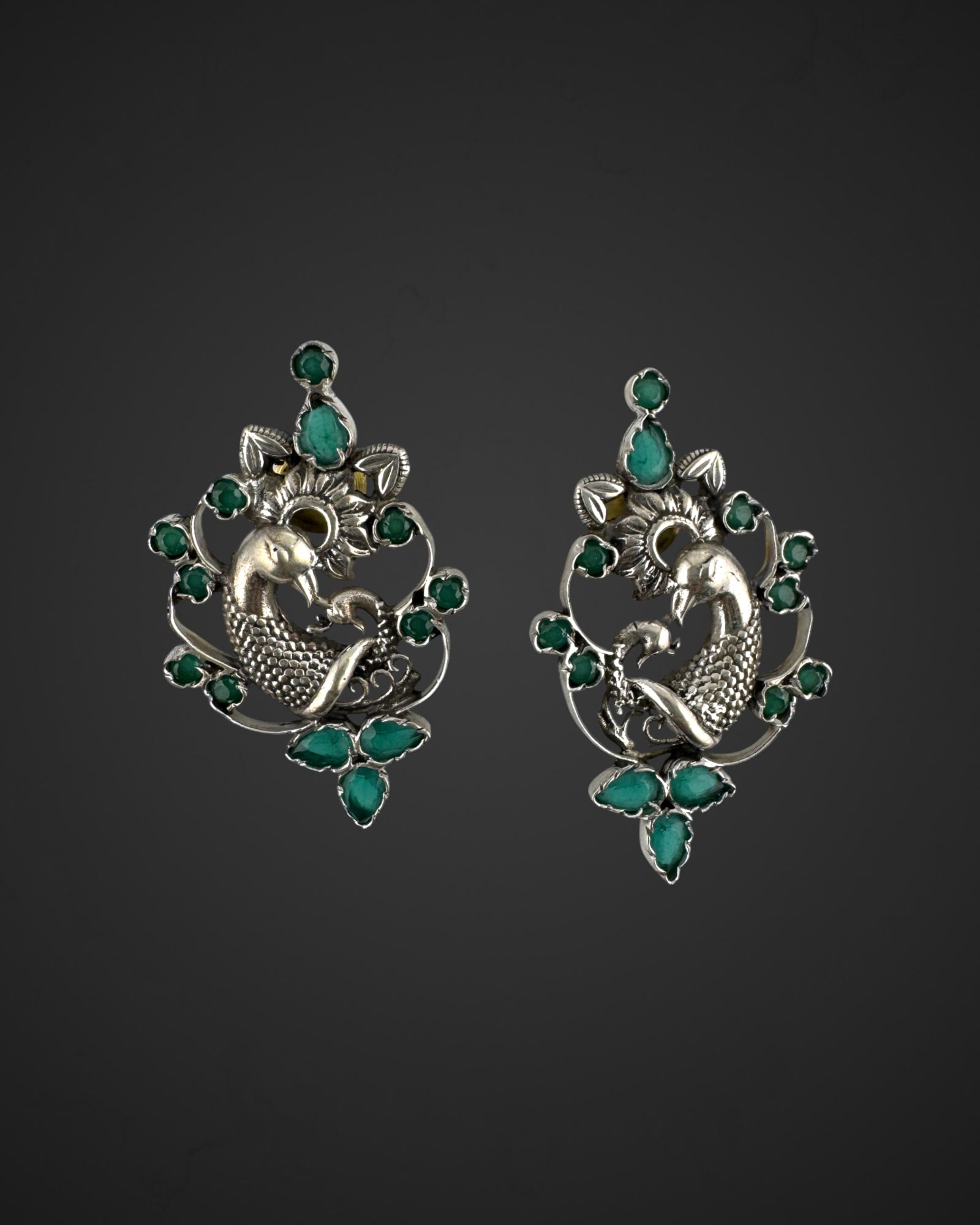 Emerald Plume Studs