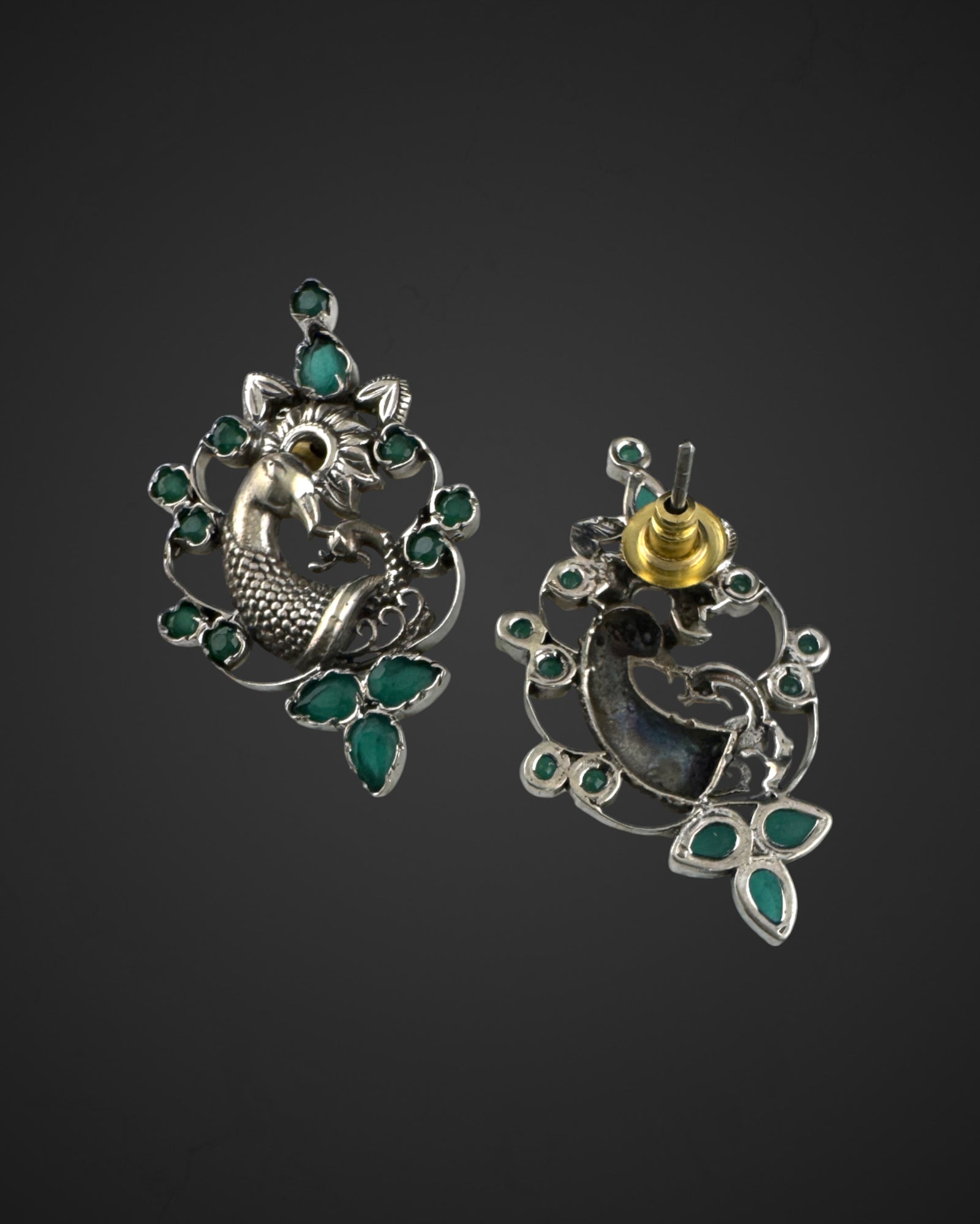 Emerald Plume Studs