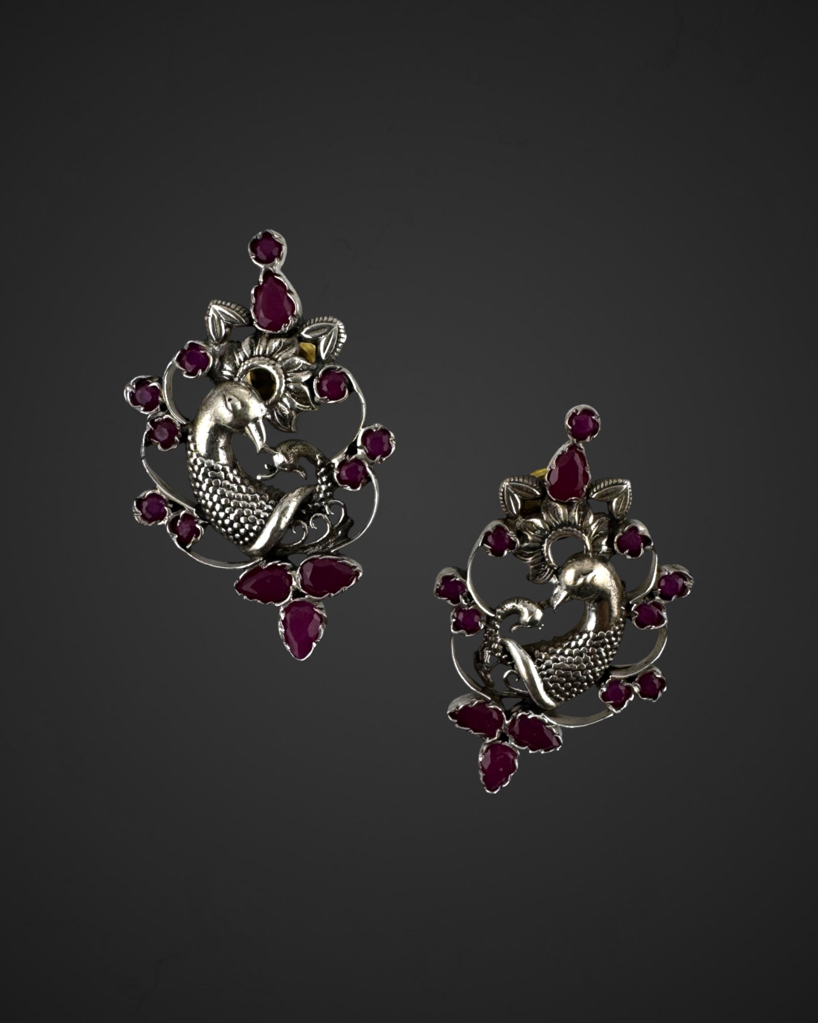 Pink Peacock Studs