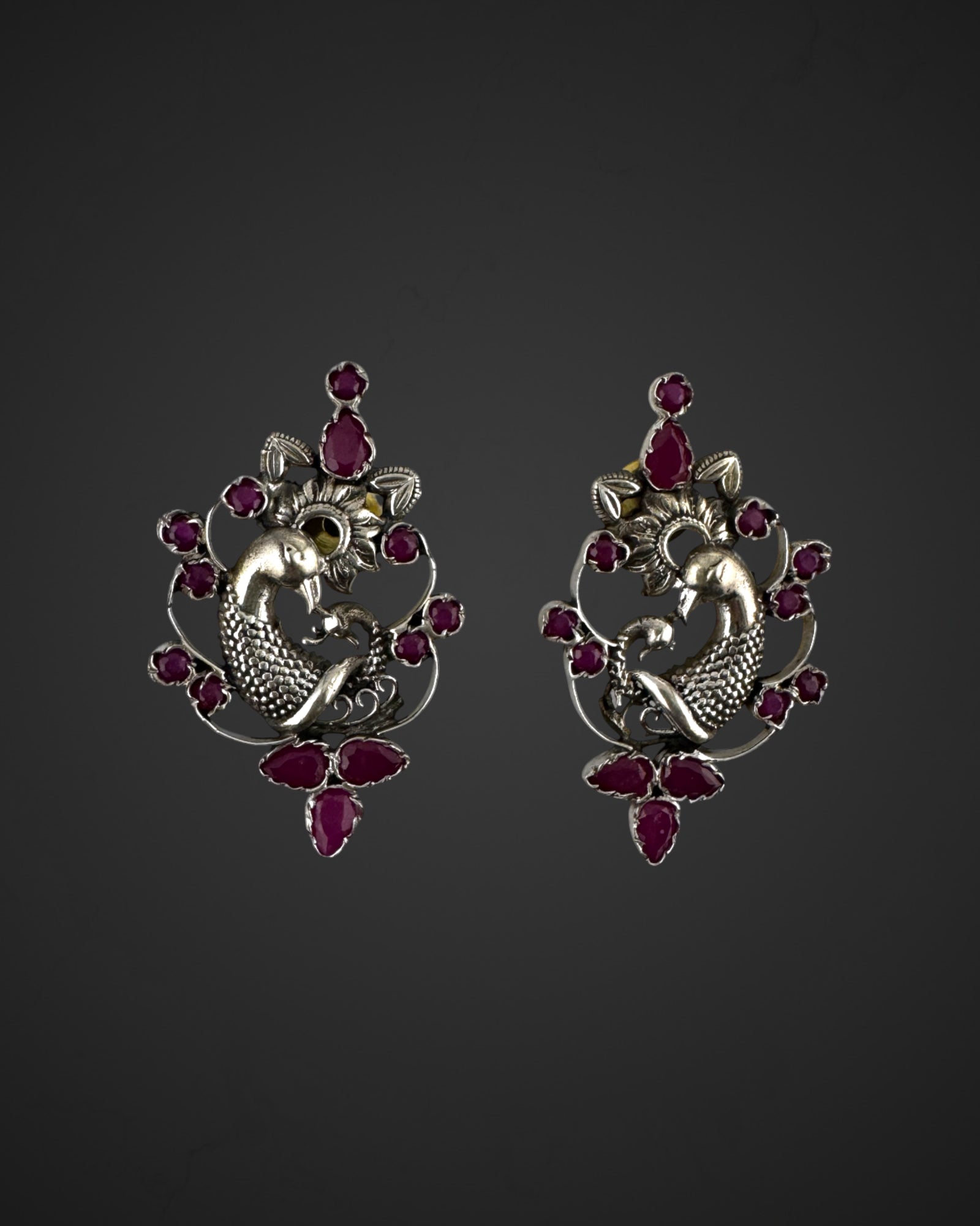 Pink Peacock Studs
