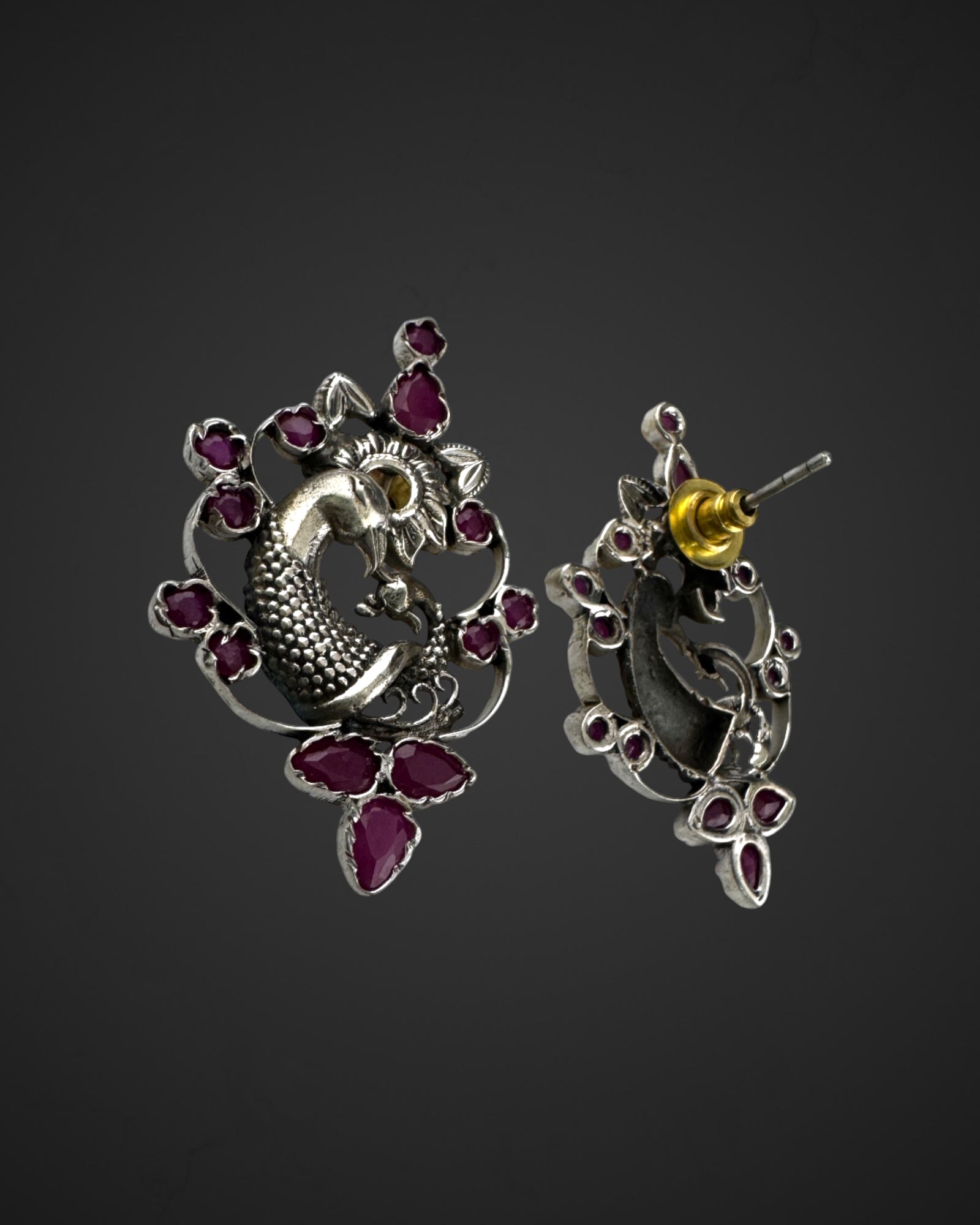 Pink Peacock Studs