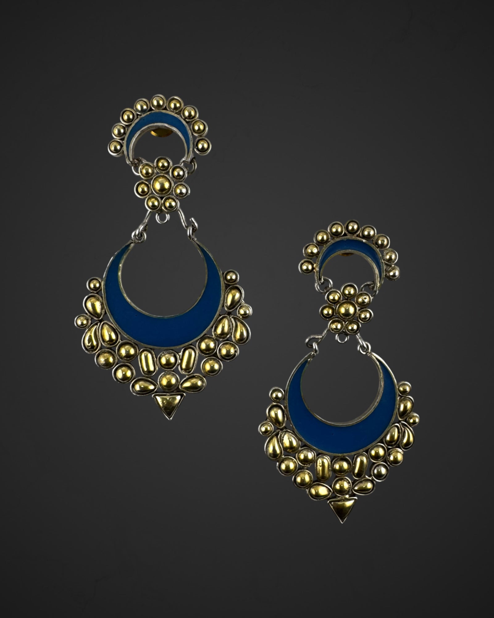 Blue and Gold Harmony Chandbalis