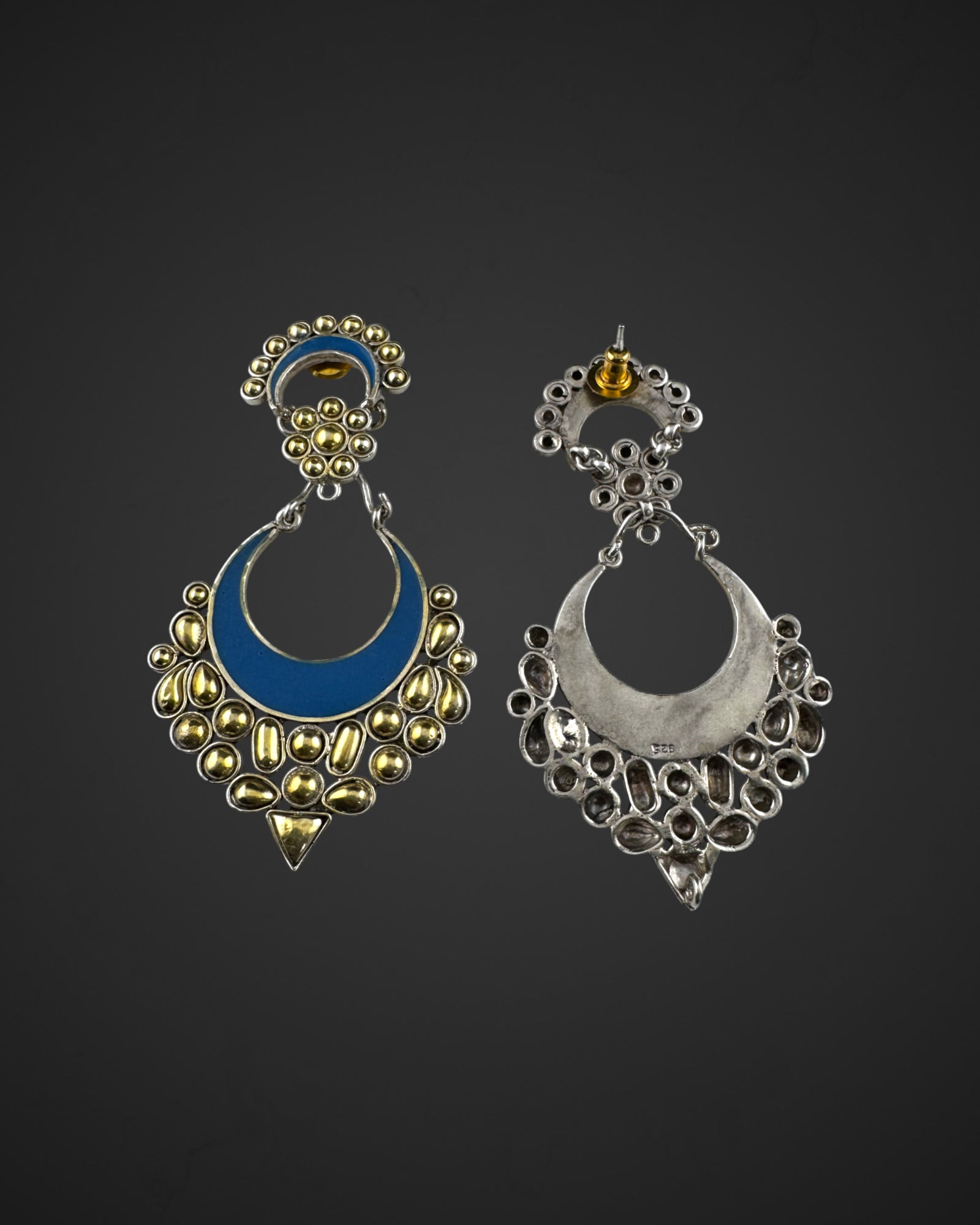 Blue and Gold Harmony Chandbalis