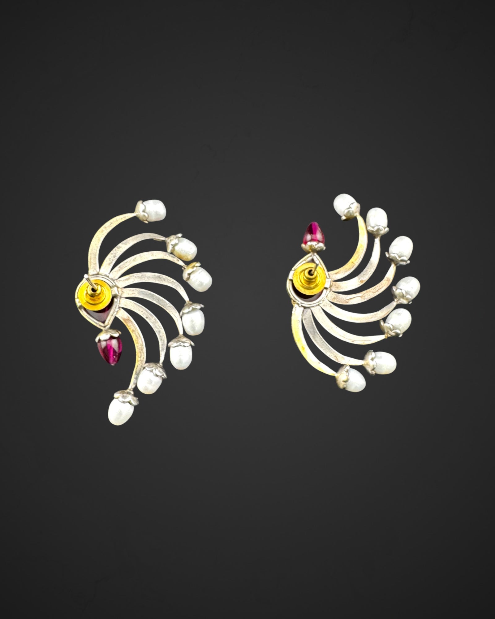 Dancing Ruby Pearl Earrings