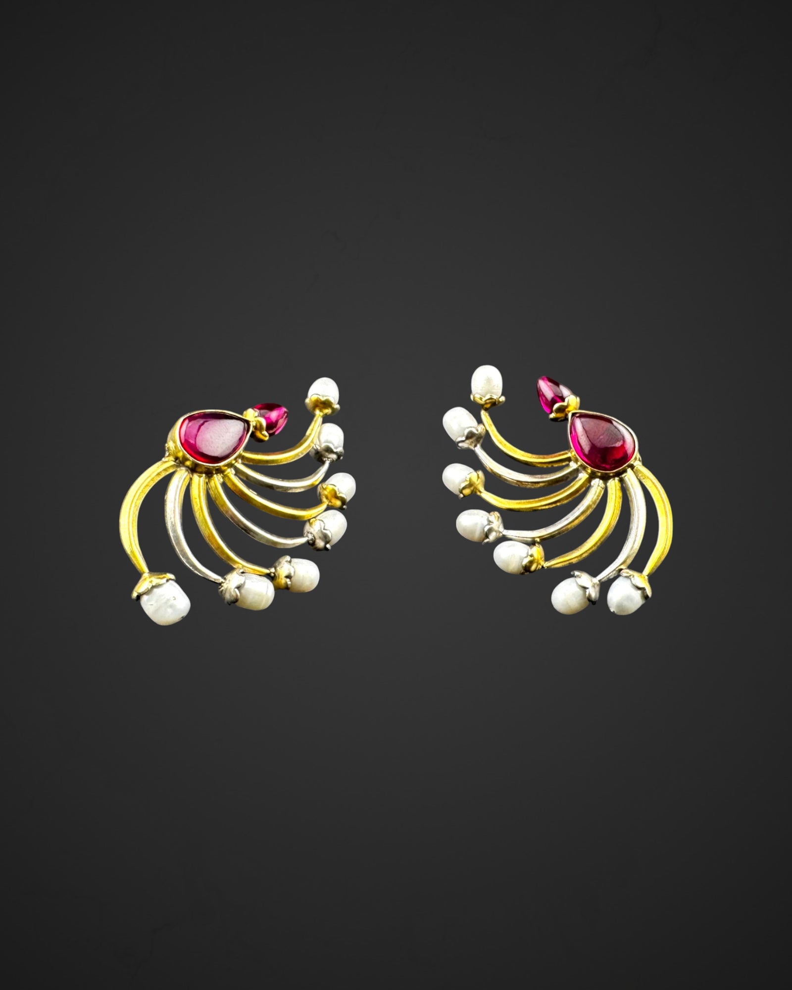 Dancing Ruby Pearl Earrings