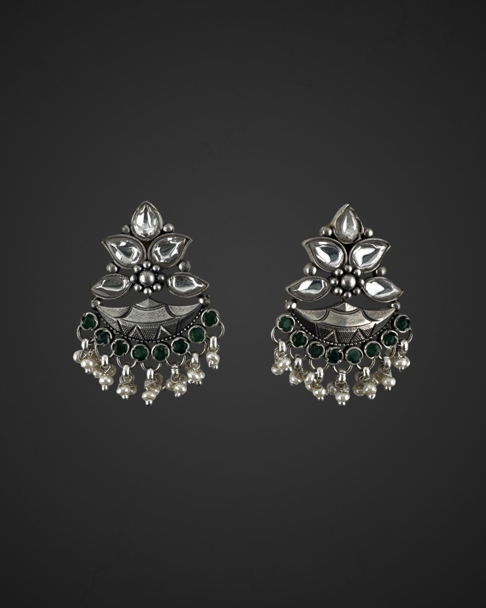 Ornate Green Earrings