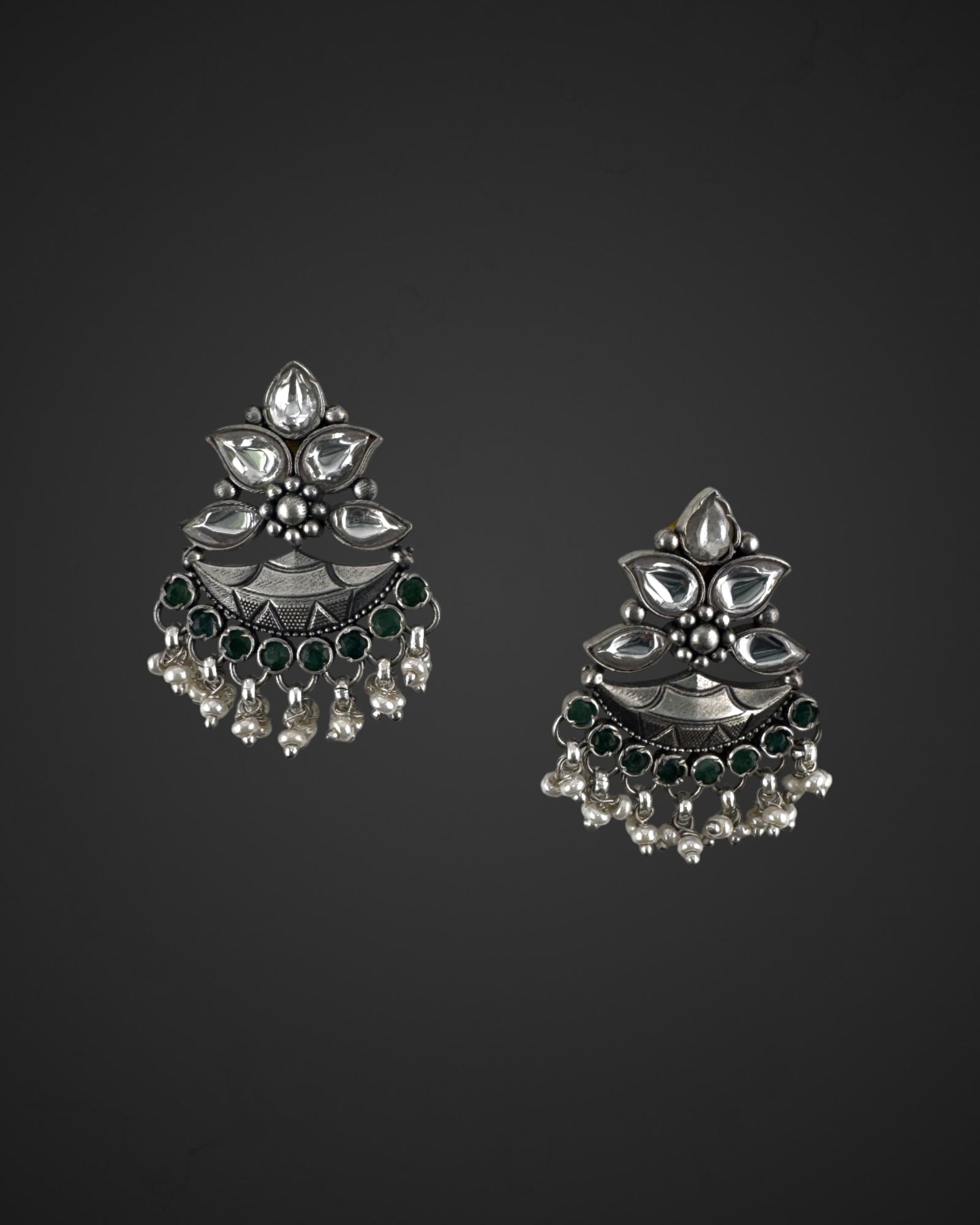Ornate Green Earrings