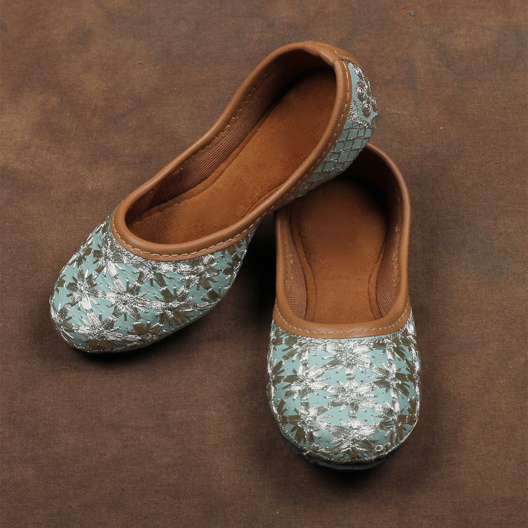 Sea Green Artisan Comfort Round Toe Jutti