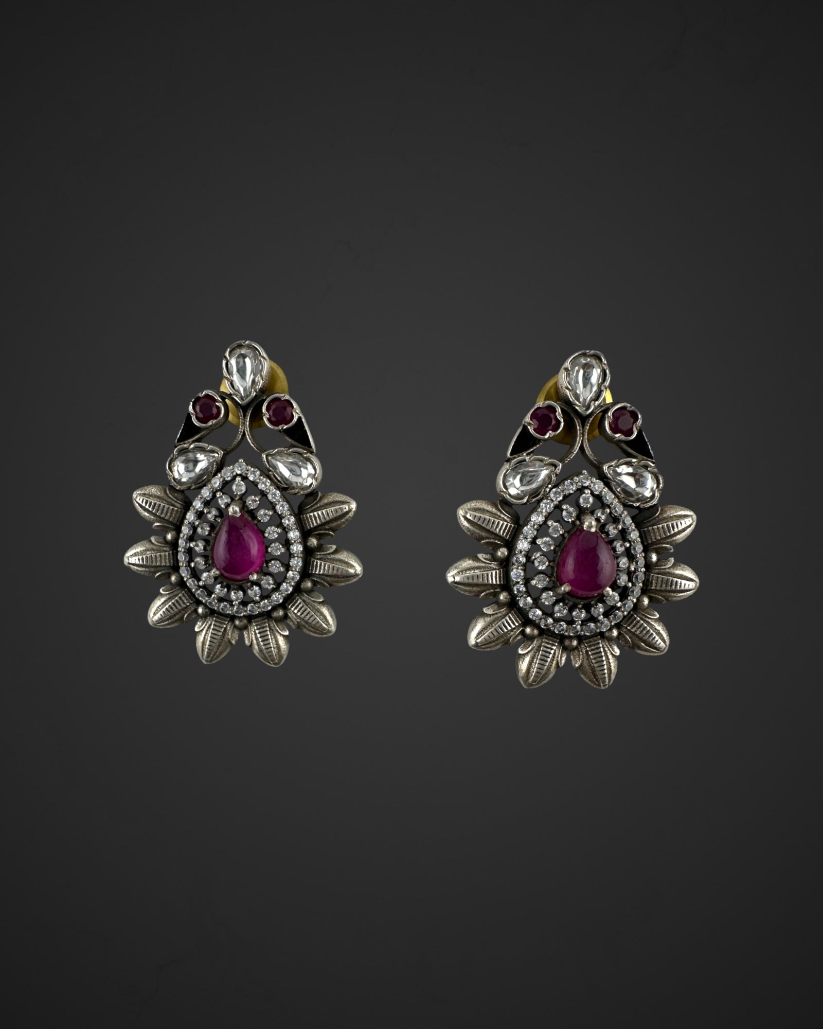 Ruby Halo Studs