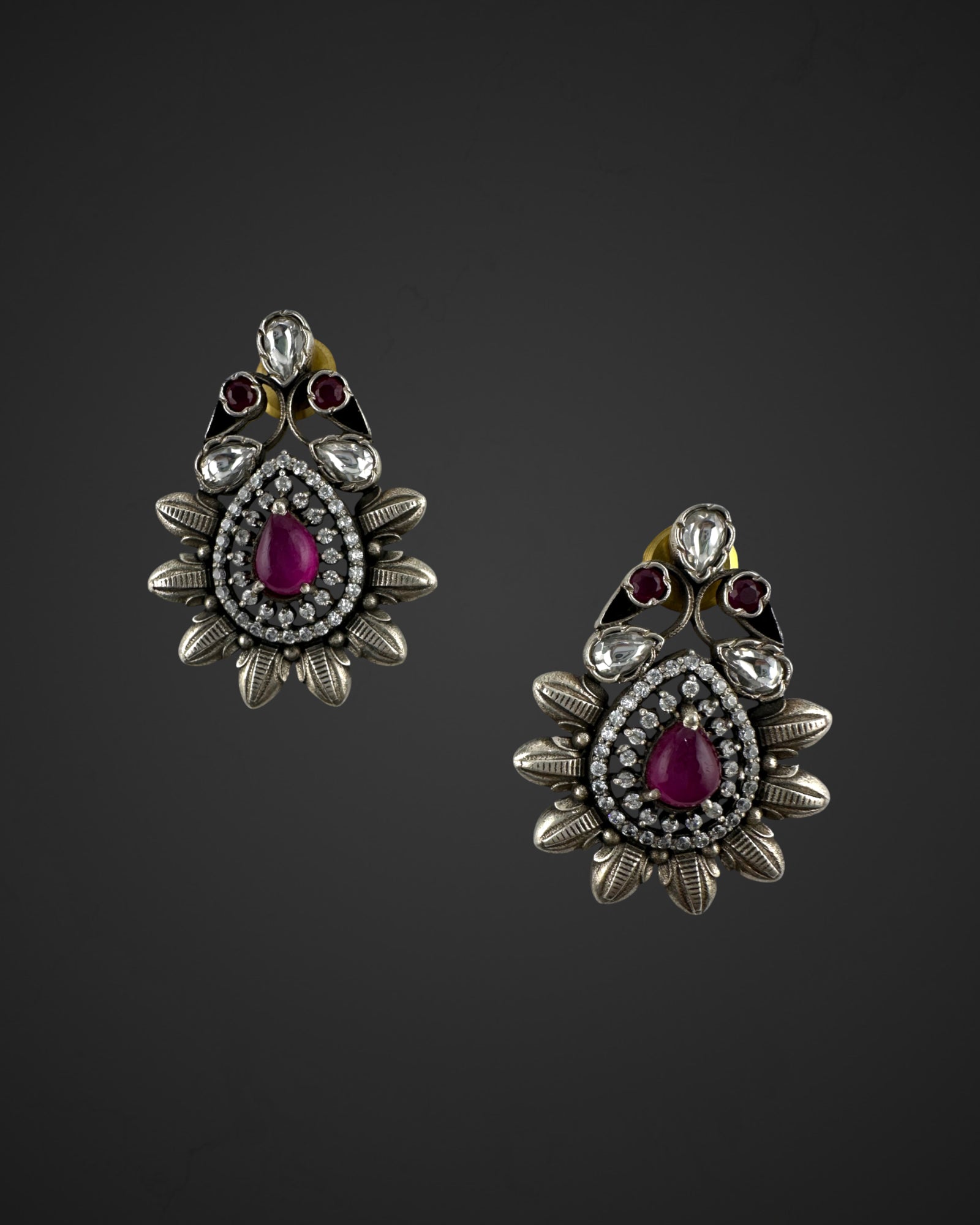 Ruby Halo Studs