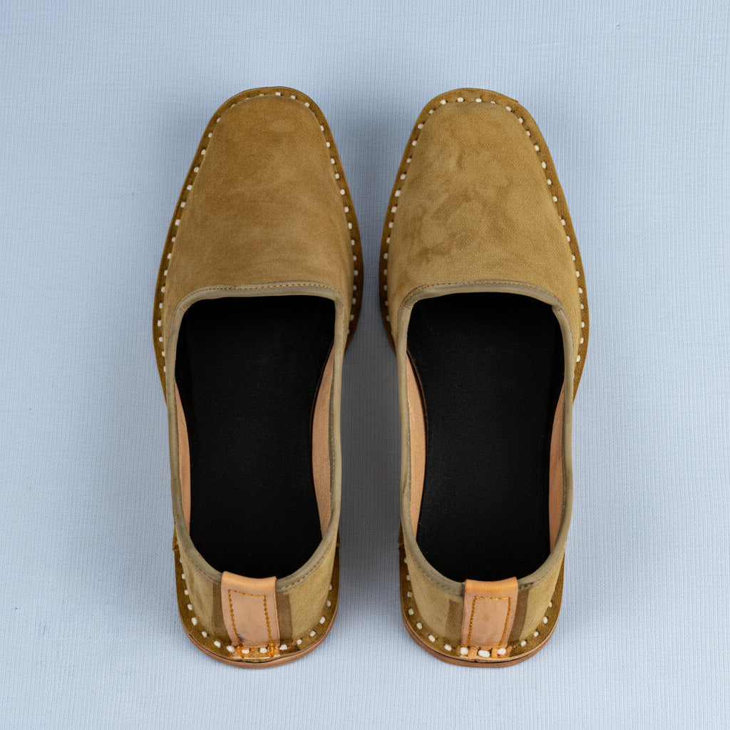 Light Brown Velvet Closed Toe Loafers
