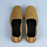 Light Brown Velvet Closed Toe Loafers