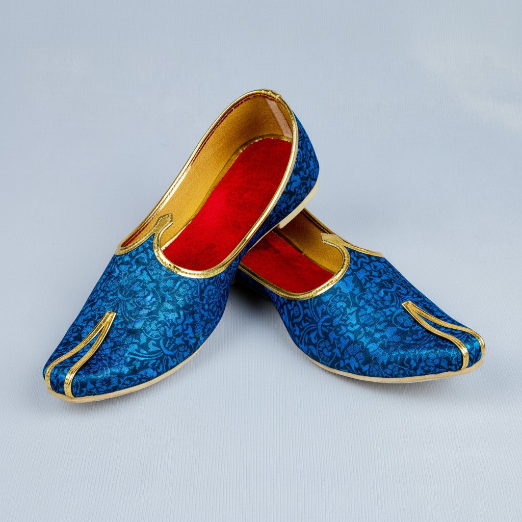 Textured Ink Blue Pointed Mojari