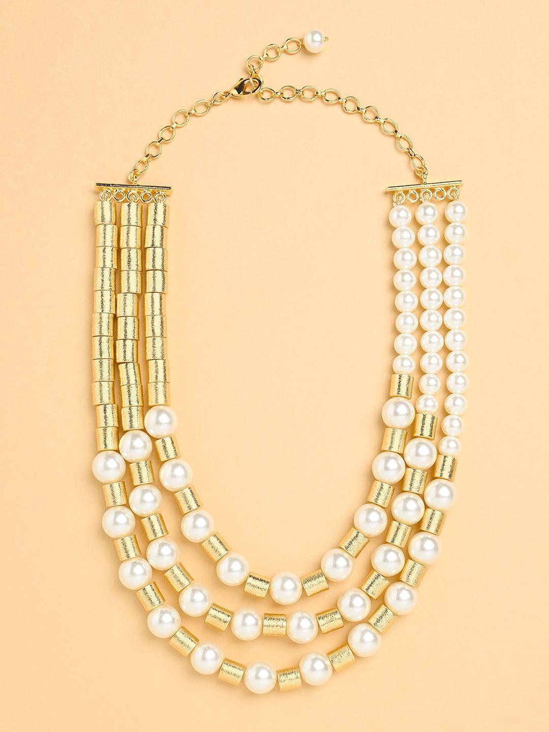 Modern Luxe Three-Layered Pearl Necklace - Dyulokha