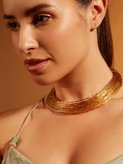 Golden Elegance Weave Torque Collar - Dyulokha
