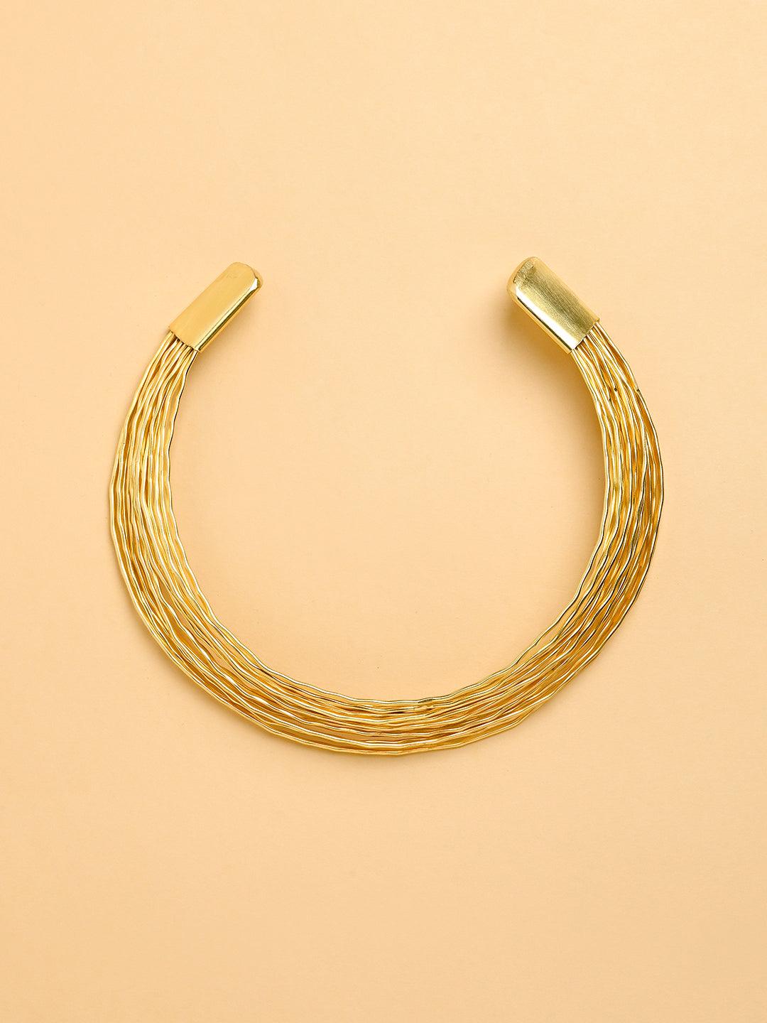 Golden Elegance Weave Torque Collar - Dyulokha