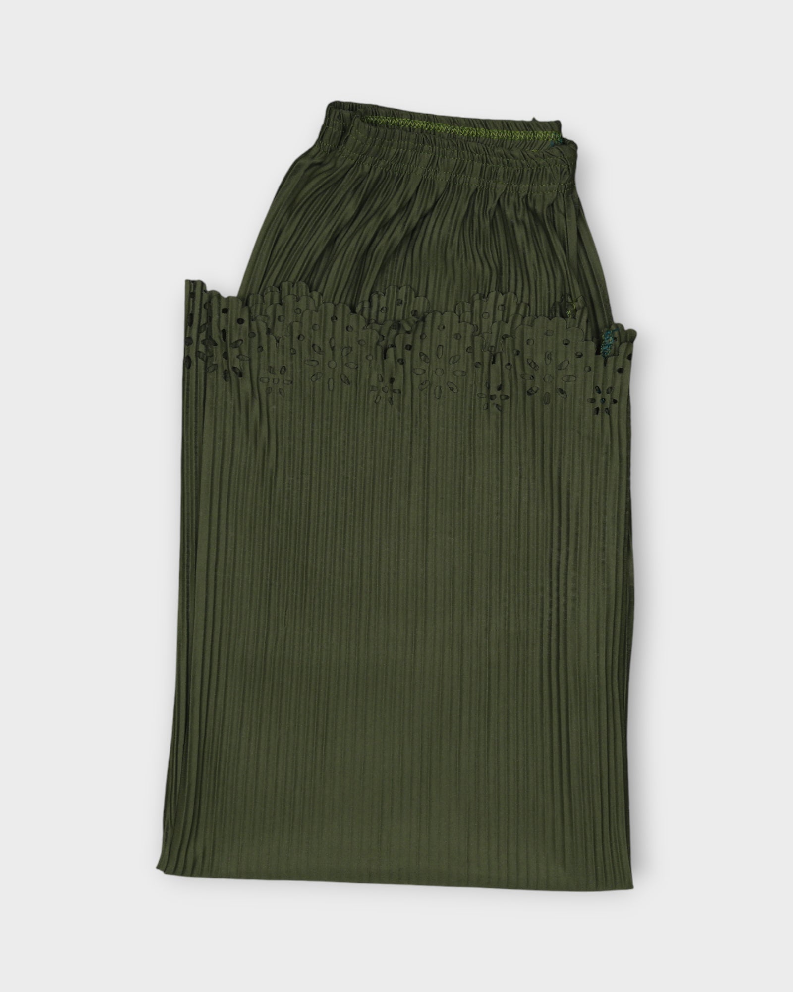 Mehendi Green Floral Cutwork Cotton Palazzos