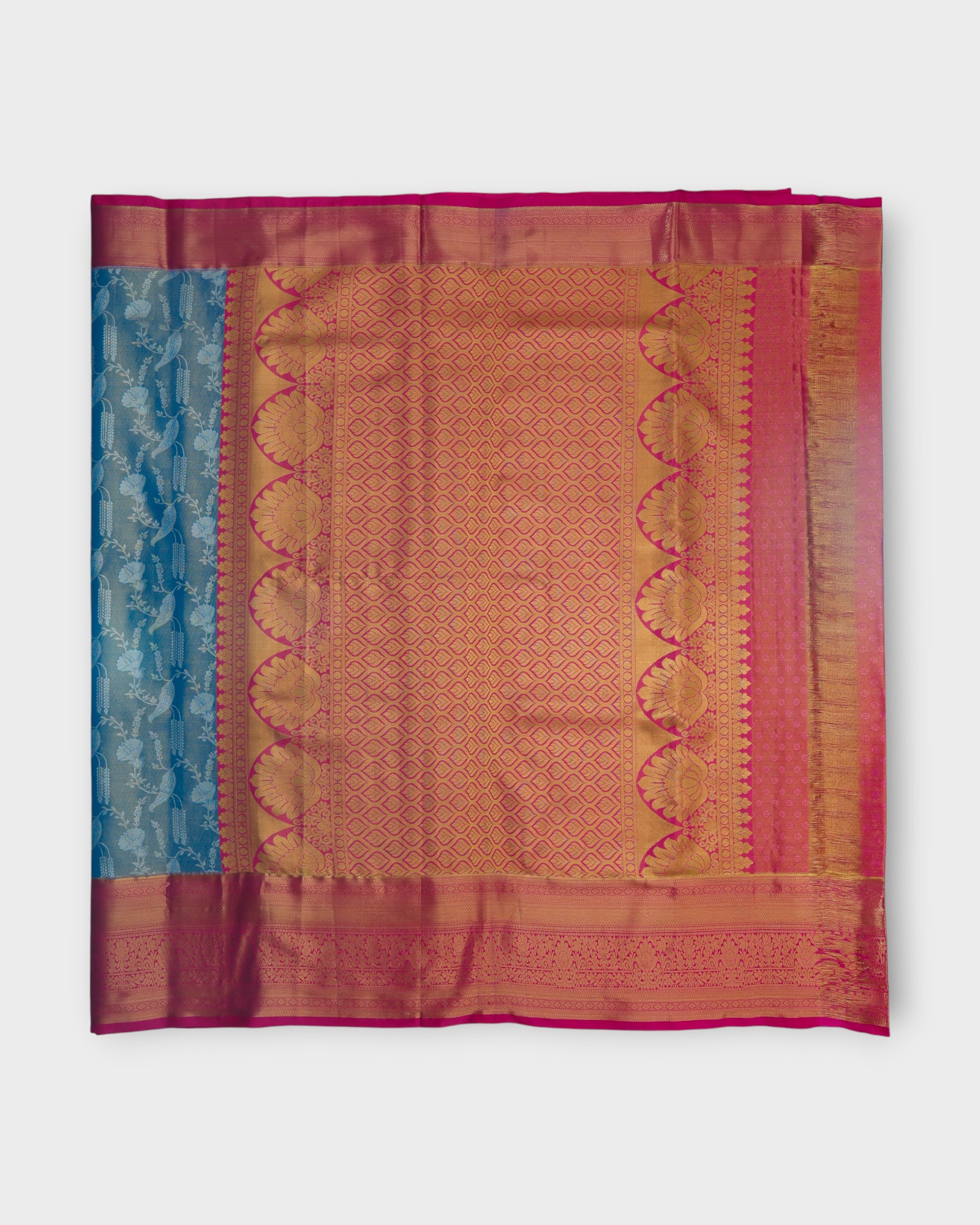 Light Blue Kanjivaram Silk Saree With Silver Zari