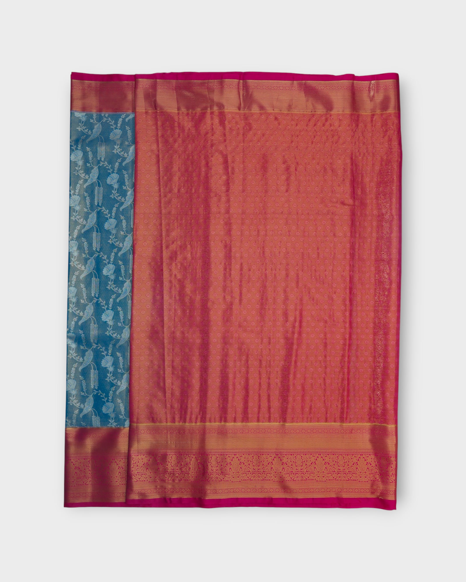 Light Blue Kanjivaram Silk Saree With Silver Zari