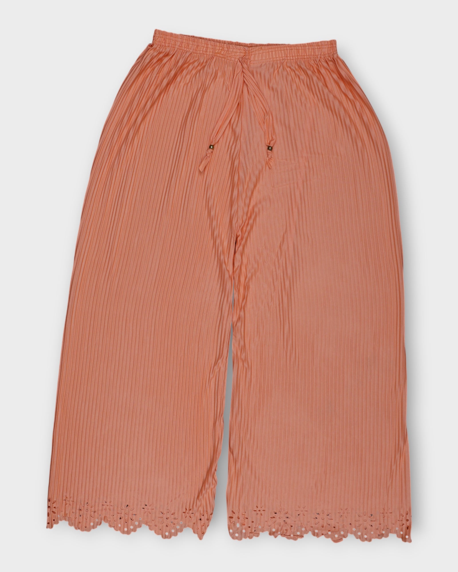 Peach Flower Print Cotton Palazzos