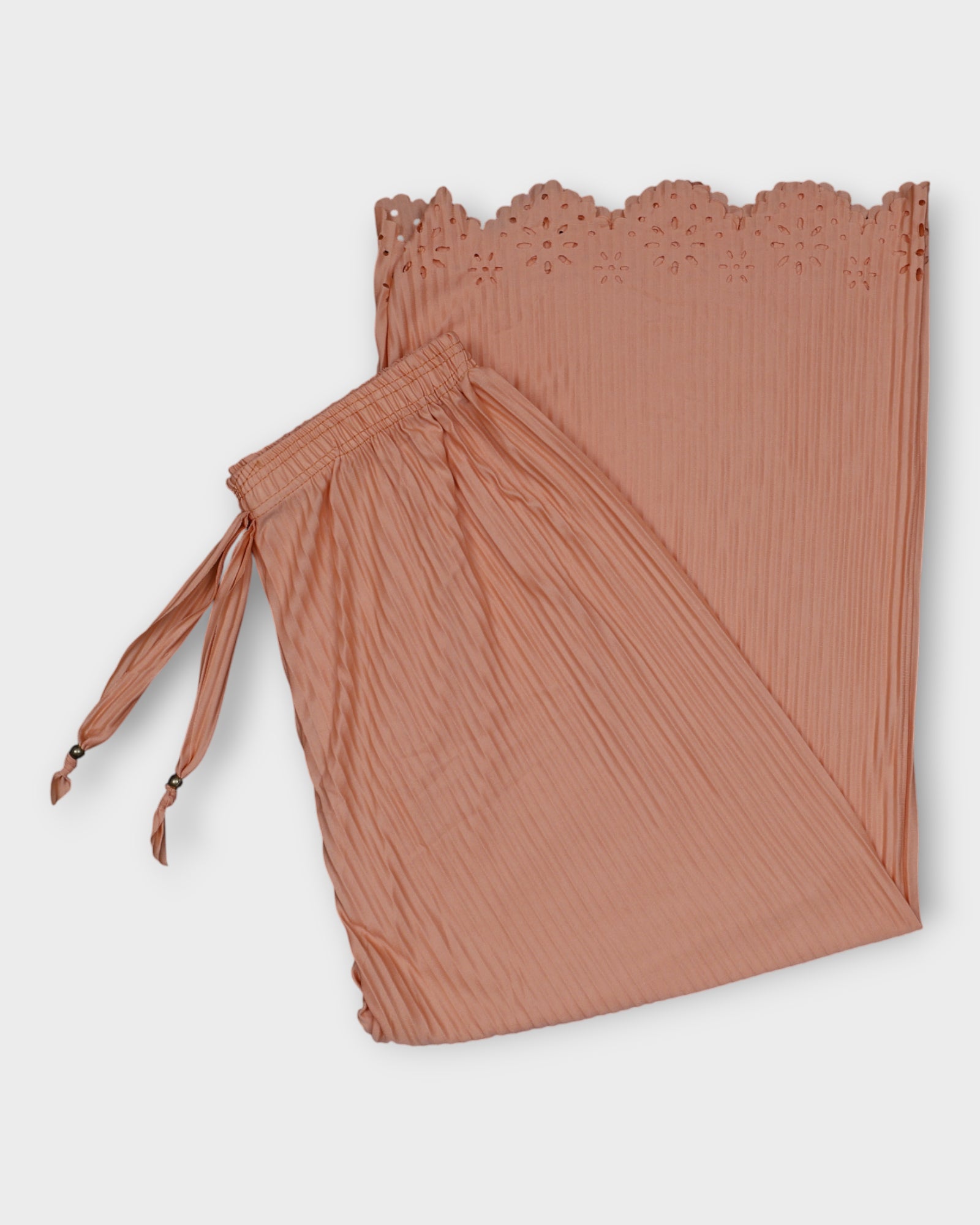 Peach Flower Print Cotton Palazzos