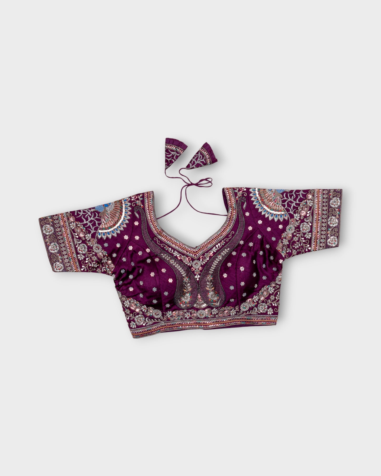 Silk V Neck Readymade Blouse