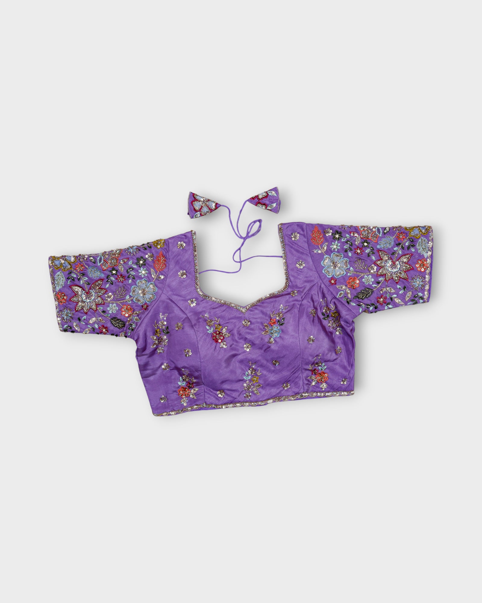 Silk Notched Neck Fitted Sleeve Readymade Blouse