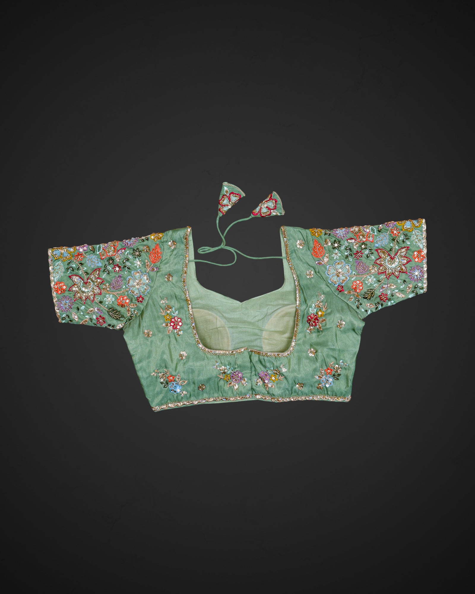Silk Notched Neck Fitted Sleeve Readymade Blouse